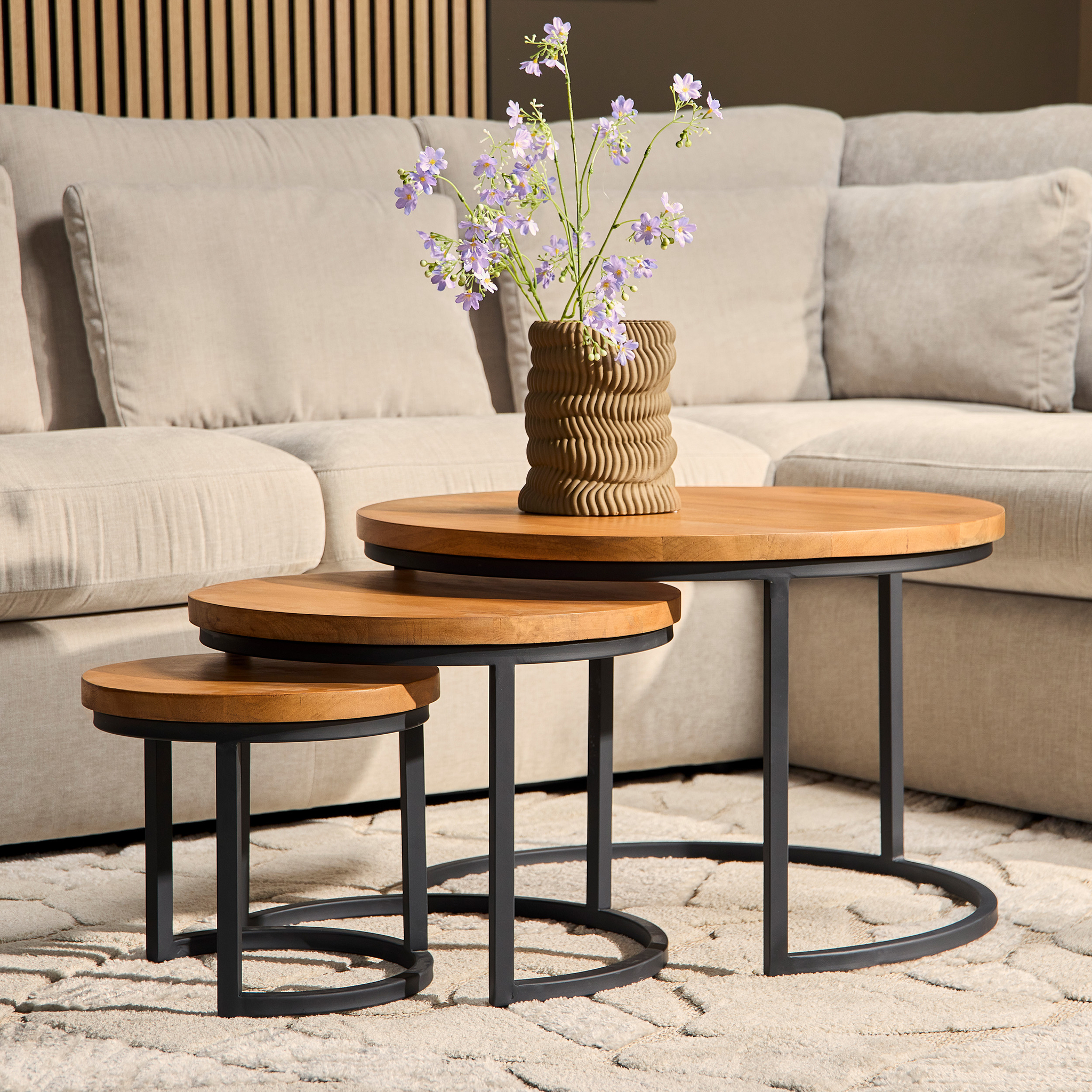 STF-3019-0.jpg Salontafel Denver | Set van 3 | Rond - Afbeelding 1