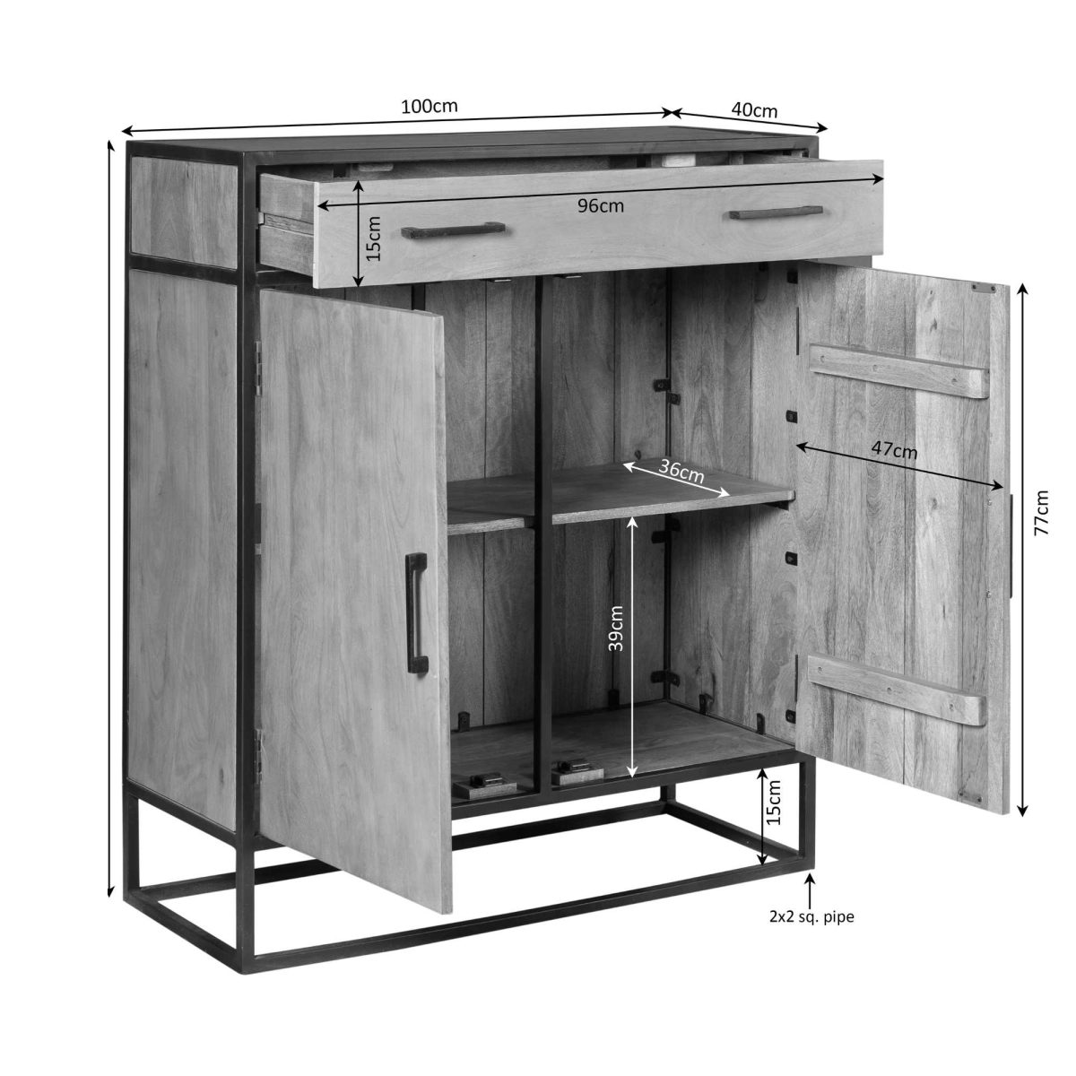 Kast Denver | Mangohout en staal | 100 cm - Afbeelding 8