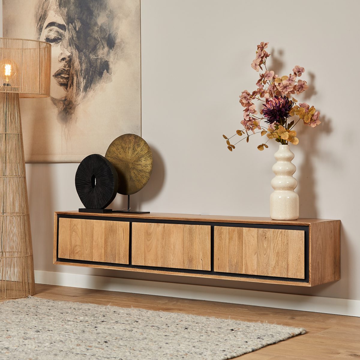 Zwevend tv-meubel RichWood | 160 cm - Afbeelding 1