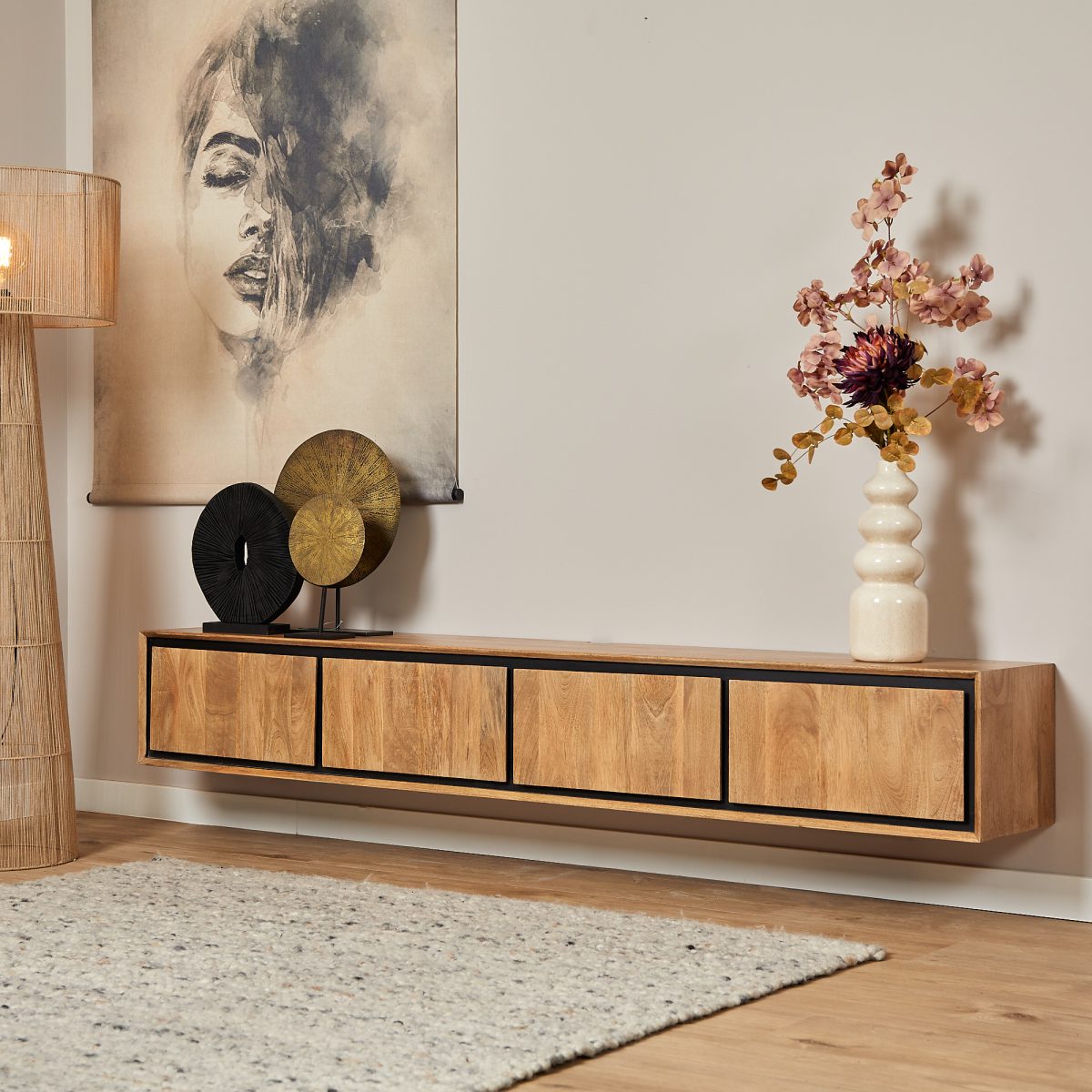 Zwevend tv-meubel RichWood | 200 cm - Afbeelding 1
