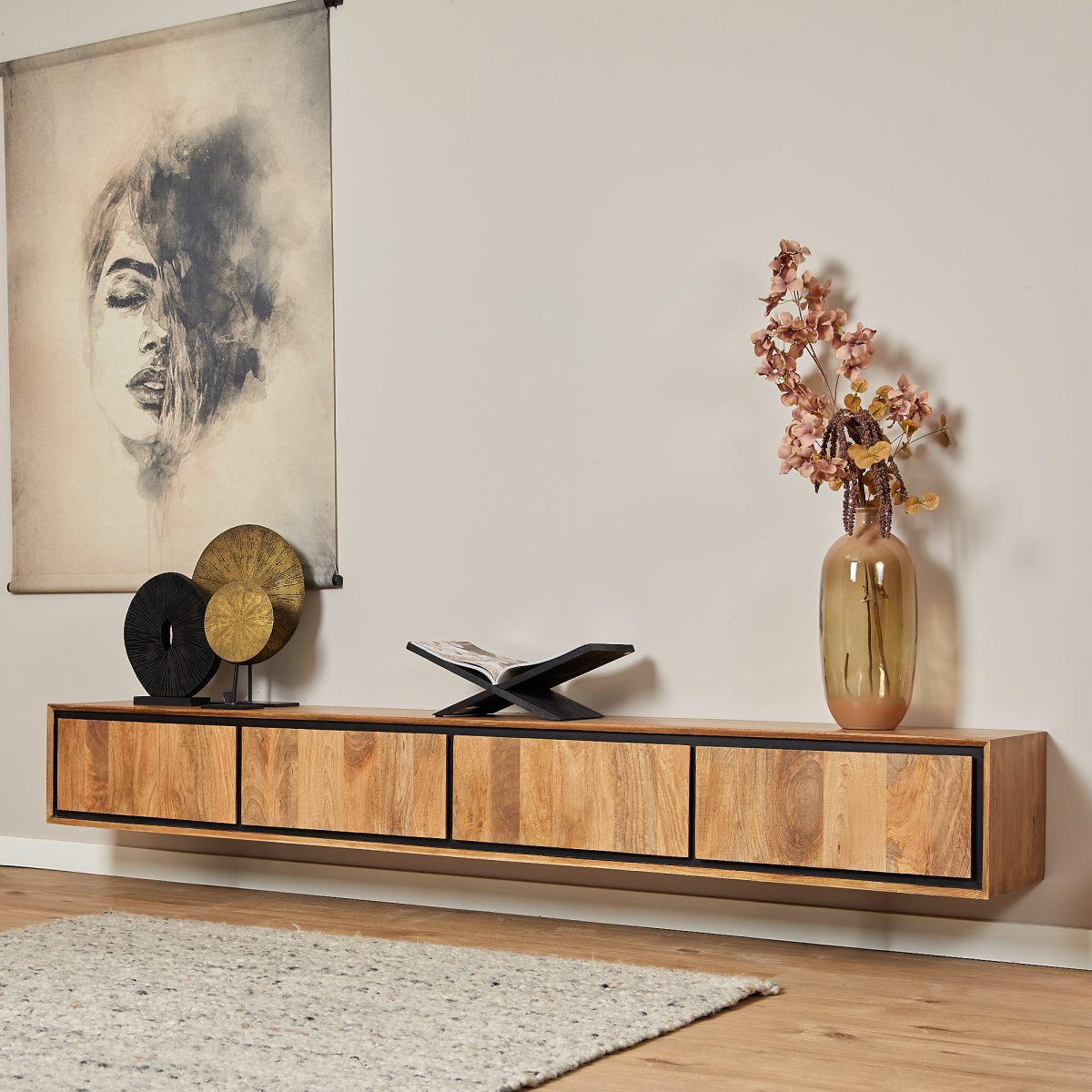 Zwevend tv-meubel RichWood | 240 cm - Afbeelding 1