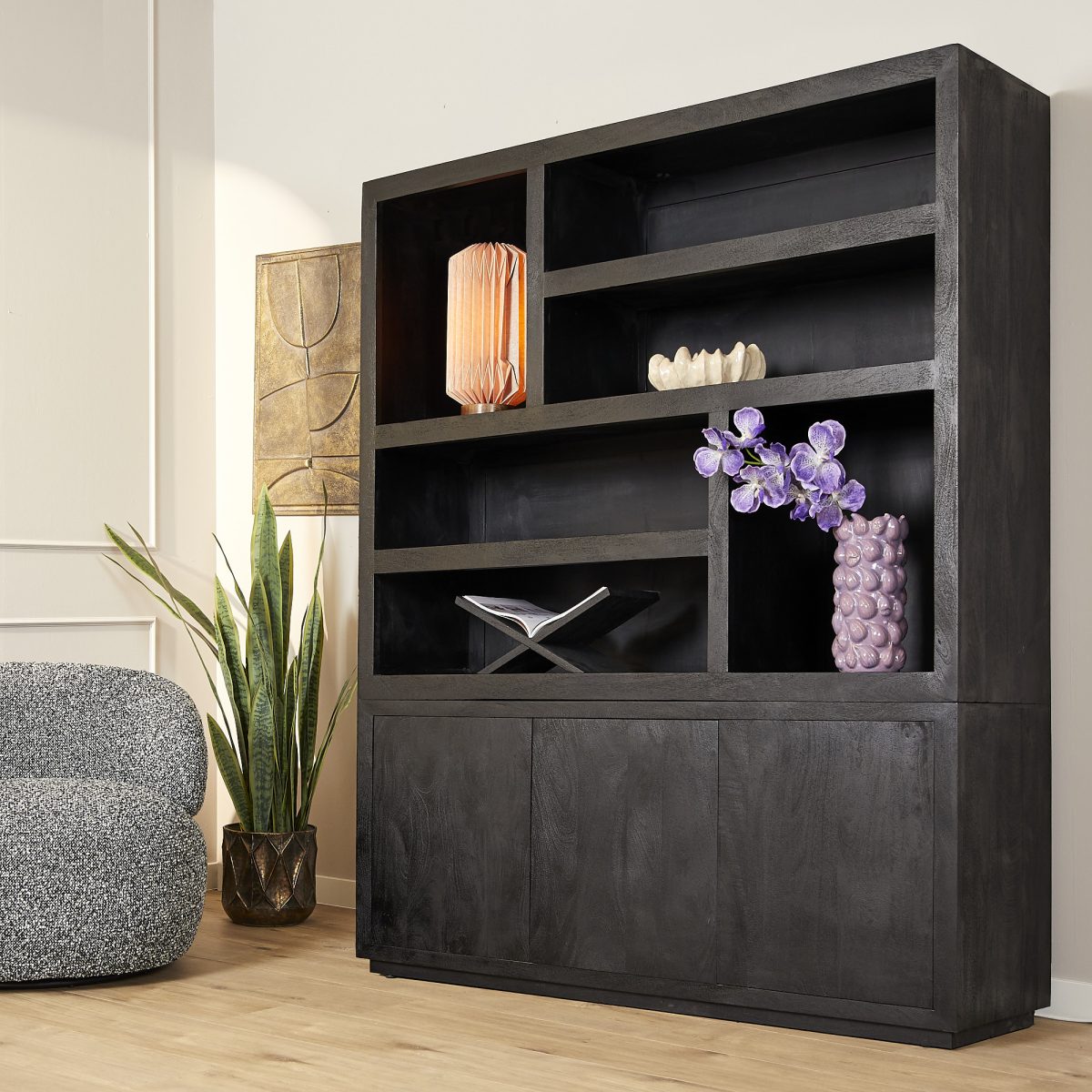 Boekenkast Brussel Zwart XL | 160 cm - Afbeelding 1