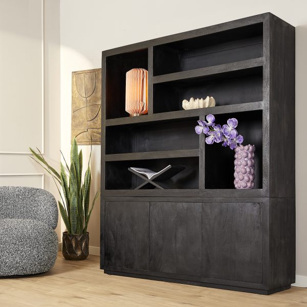 Boekenkast Brussel Zwart XL | 160 cm