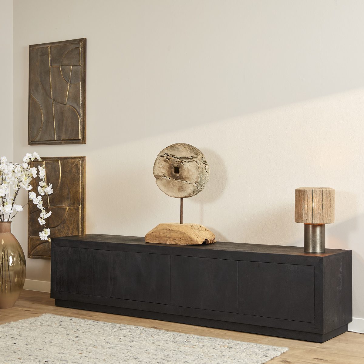 TV-meubel Brussel Zwart | 200 cm - Afbeelding 1