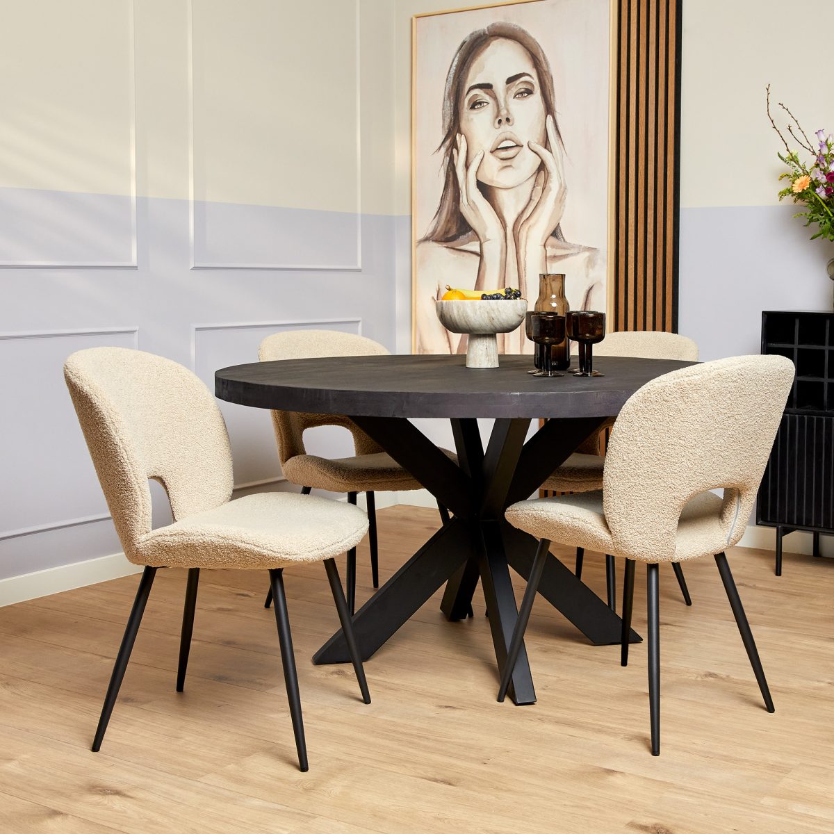 Eettafel Denver Zwart | Rond | 150 cm - Afbeelding 2