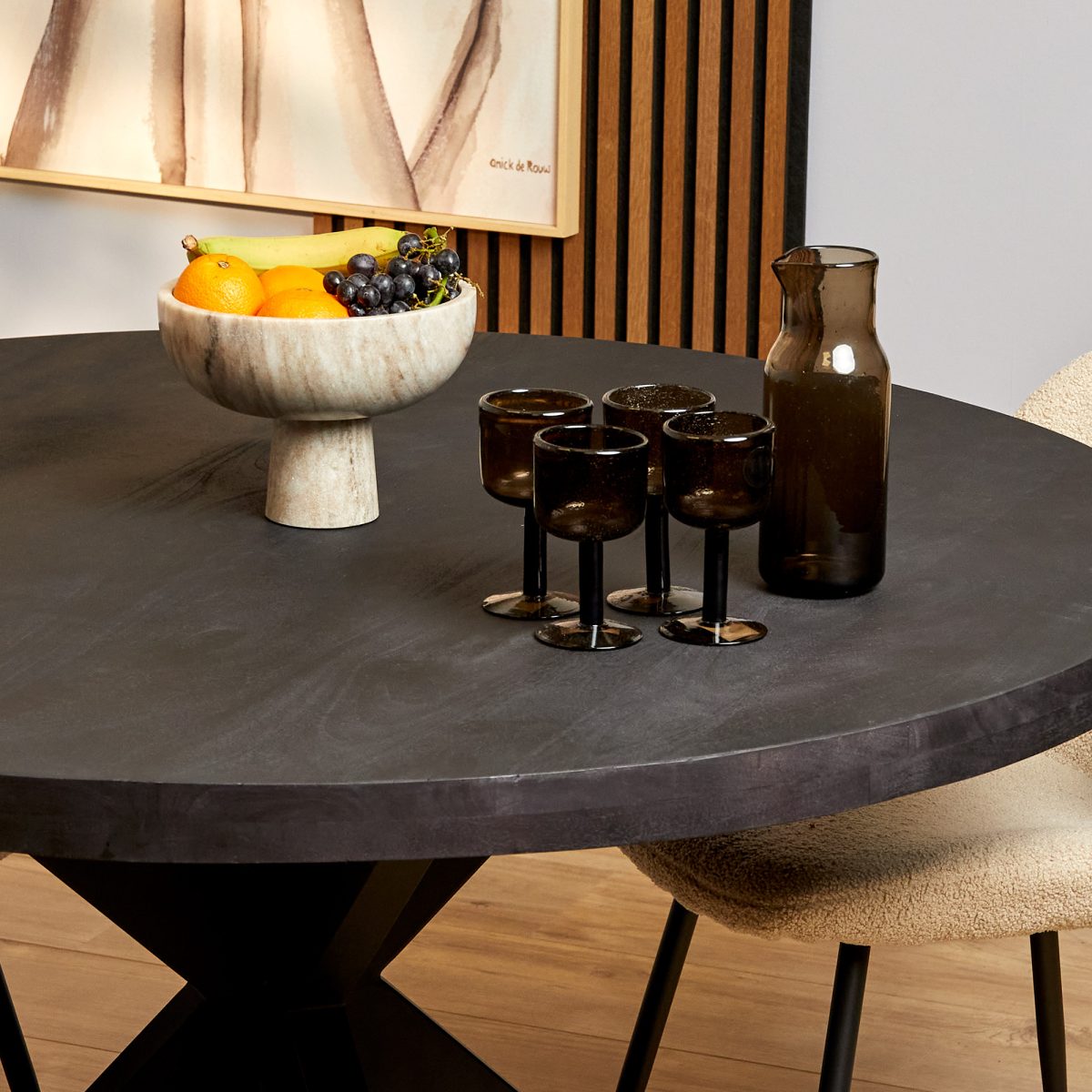 Eettafel Denver Zwart | Rond | 150 cm - Afbeelding 4
