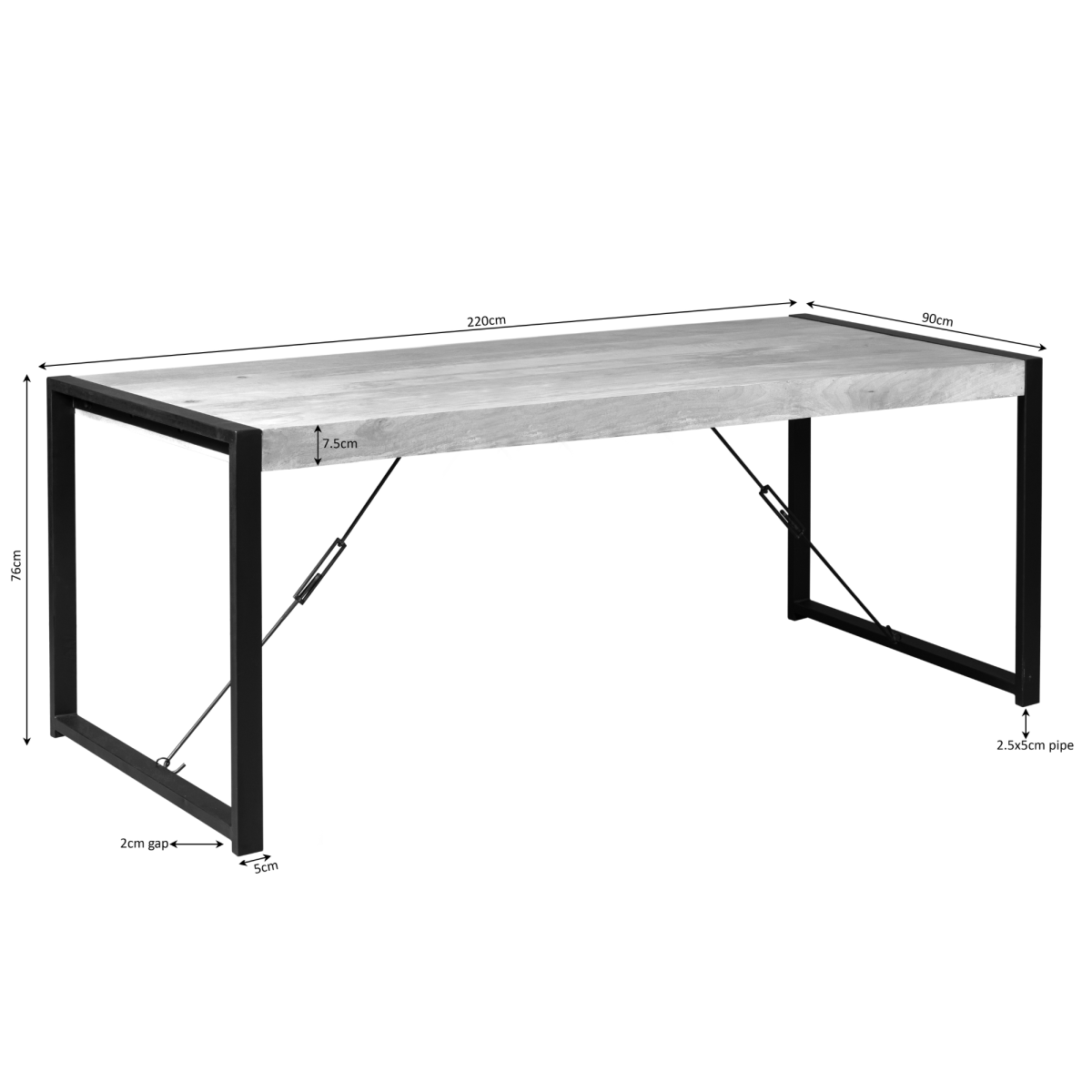 Eettafel Boaz | 220 cm - Afbeelding 6