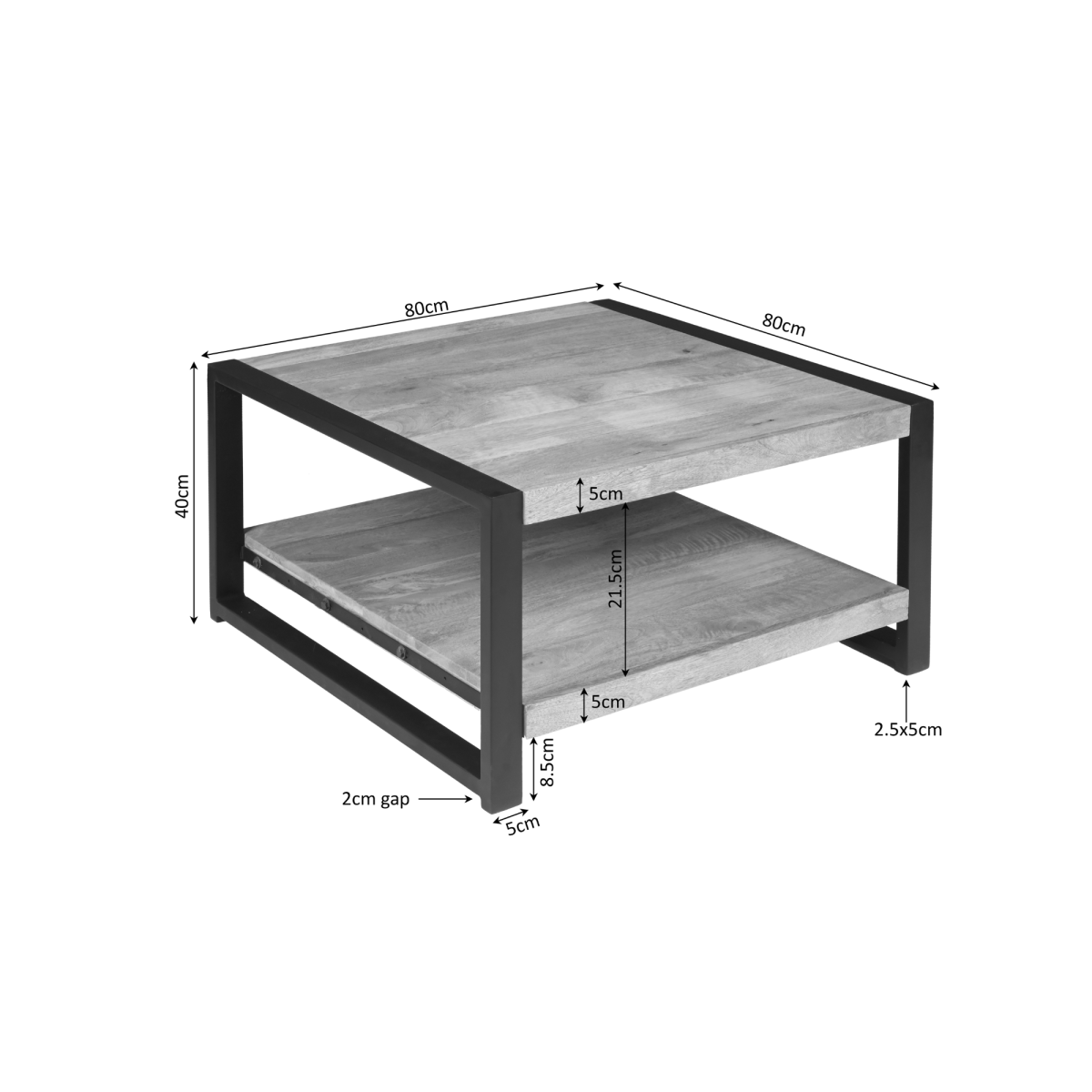 Salontafel Boaz | 80x80 cm - Afbeelding 3