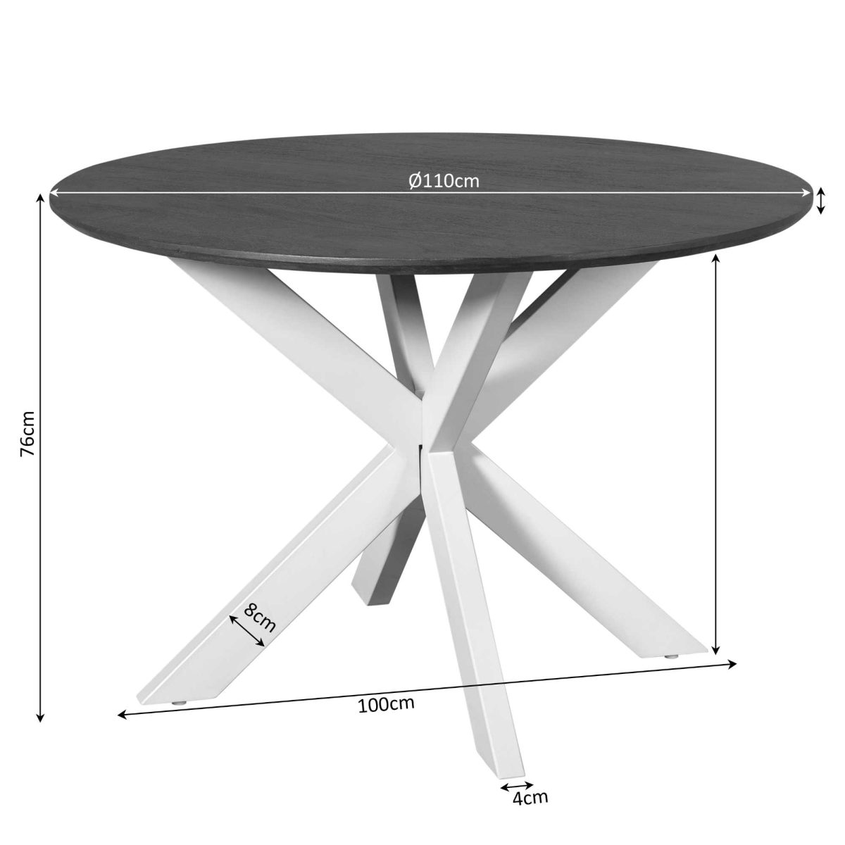 Eettafel Madison Bruin | 110 cm | Poot Zand - Afbeelding 5
