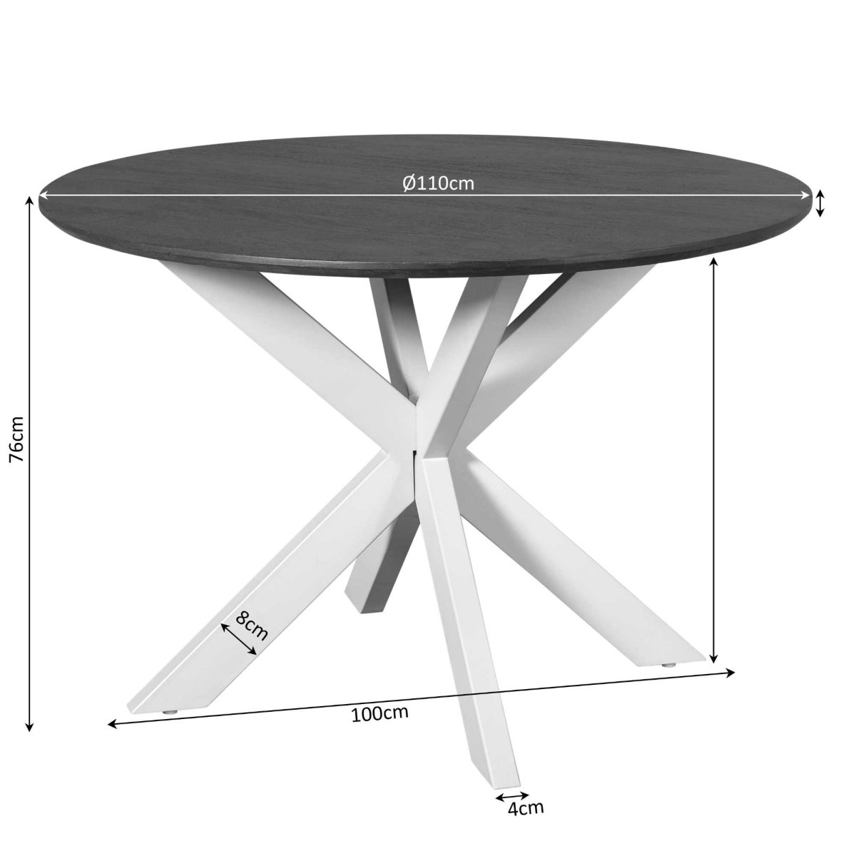 Eettafel Madison Bruin | 110 cm | Poot Zwart - Afbeelding 5