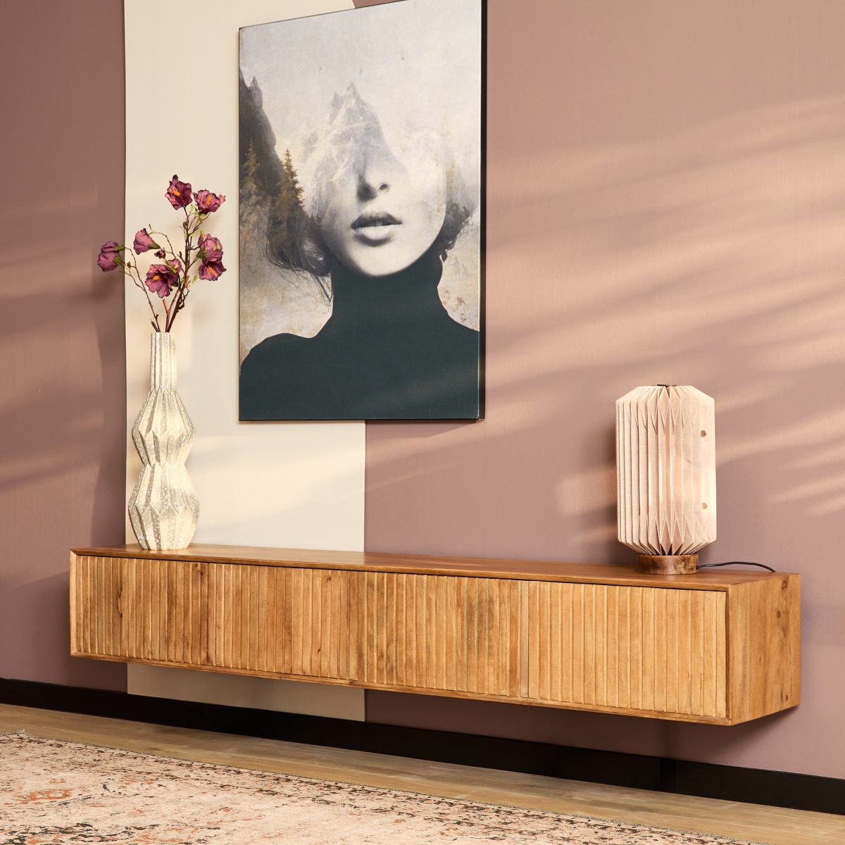 Zwevend tv-meubel Madison Naturel | 200 cm - Afbeelding 9