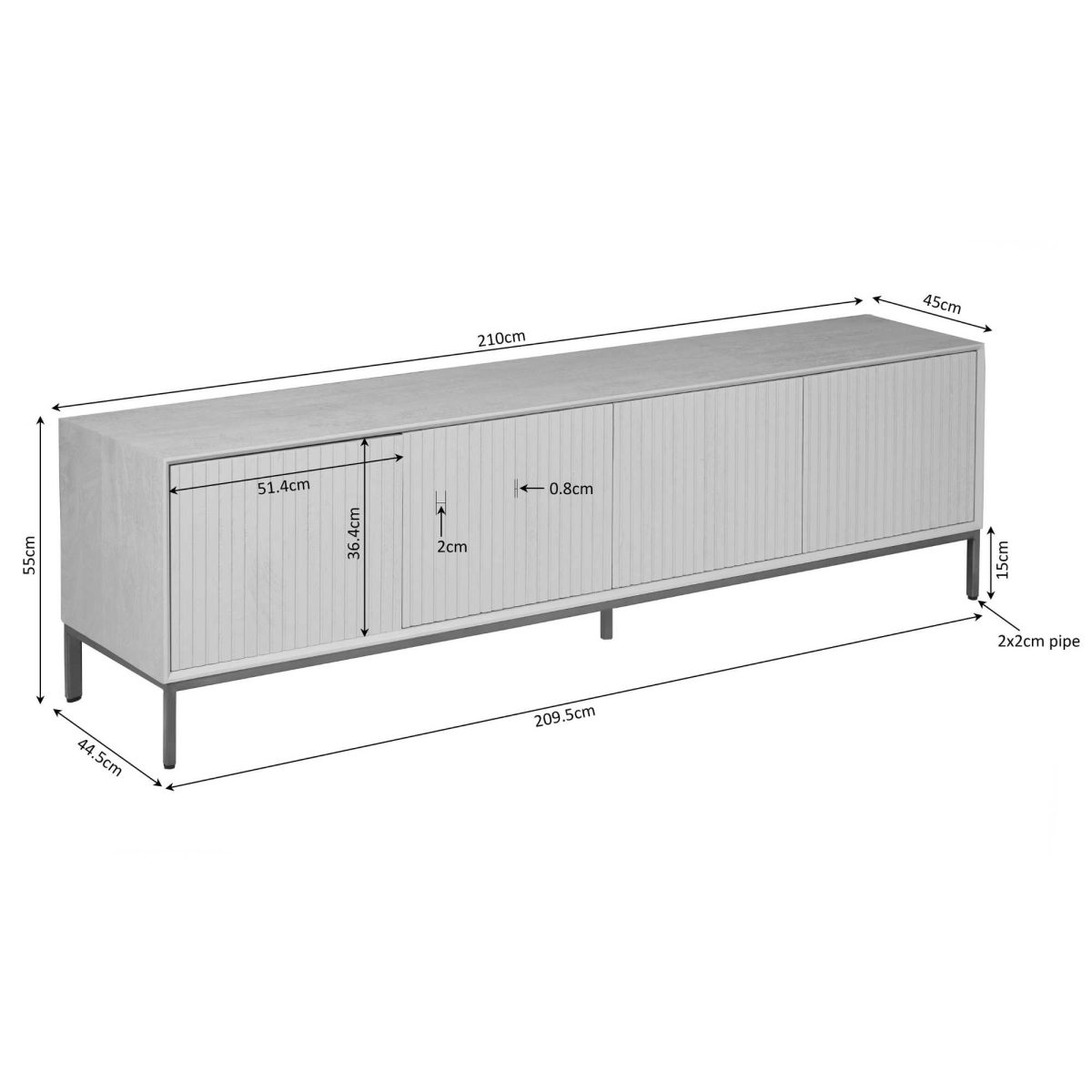 Tv-meubel Madison Natural | 210 cm - Afbeelding 4