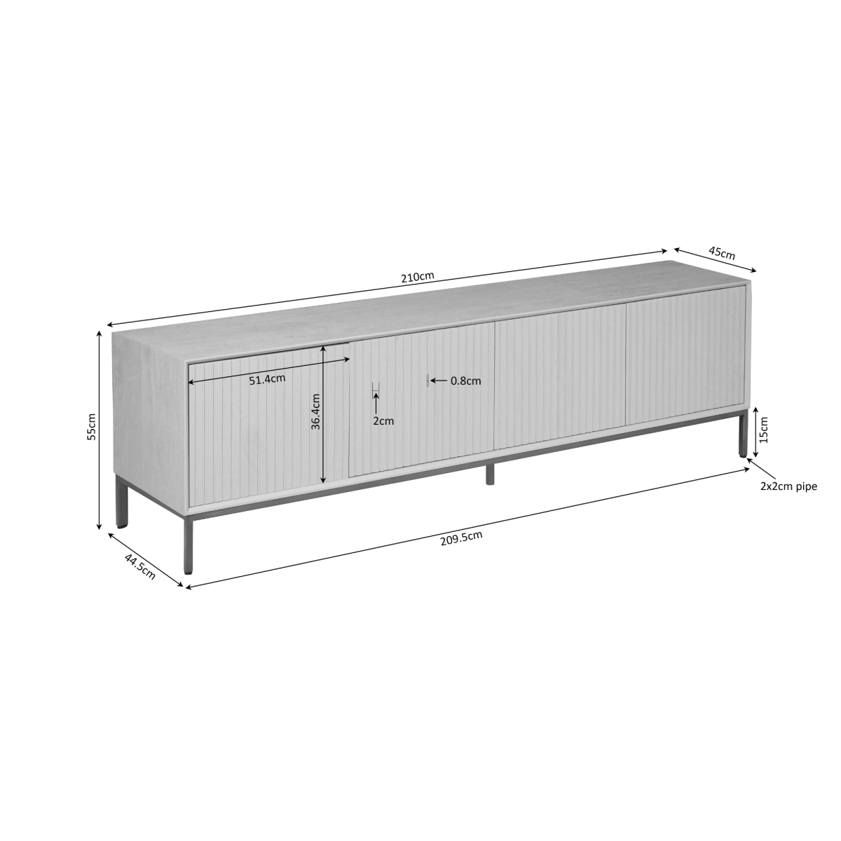 Tv-meubel Madison Natural | 210 cm - Afbeelding 8