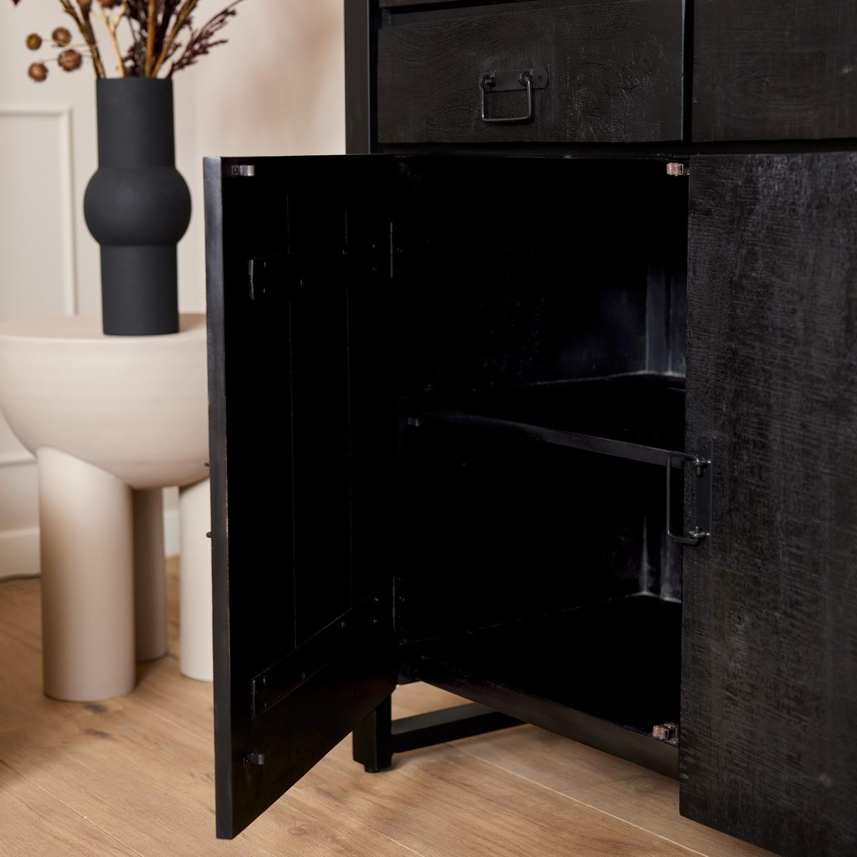 Vitrinekast Boaz Zwart | 115 cm - Afbeelding 5