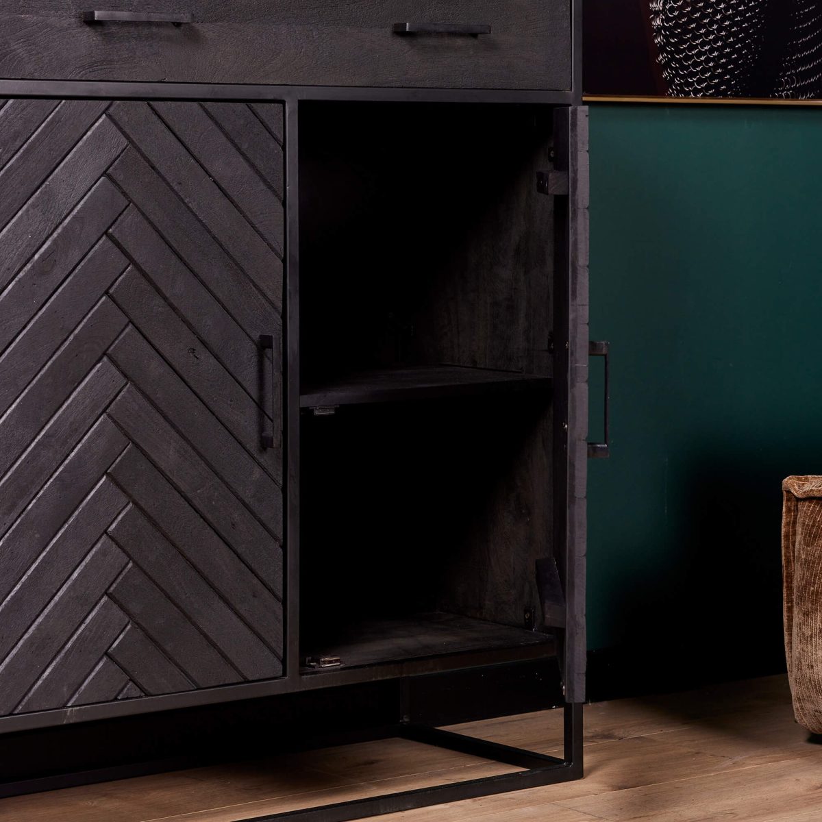 Kast New York | Mangohout en staal | 100 cm - Afbeelding 4