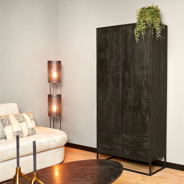 Kast Denver Zwart | Mangohout en staal | 90 cm