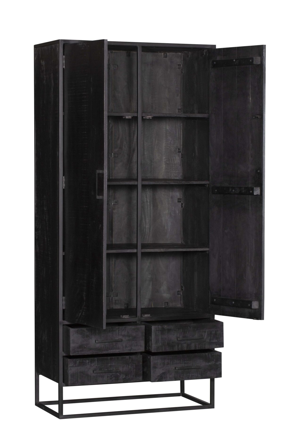 Kast Denver Zwart | Mangohout en staal | 90 cm - Afbeelding 6