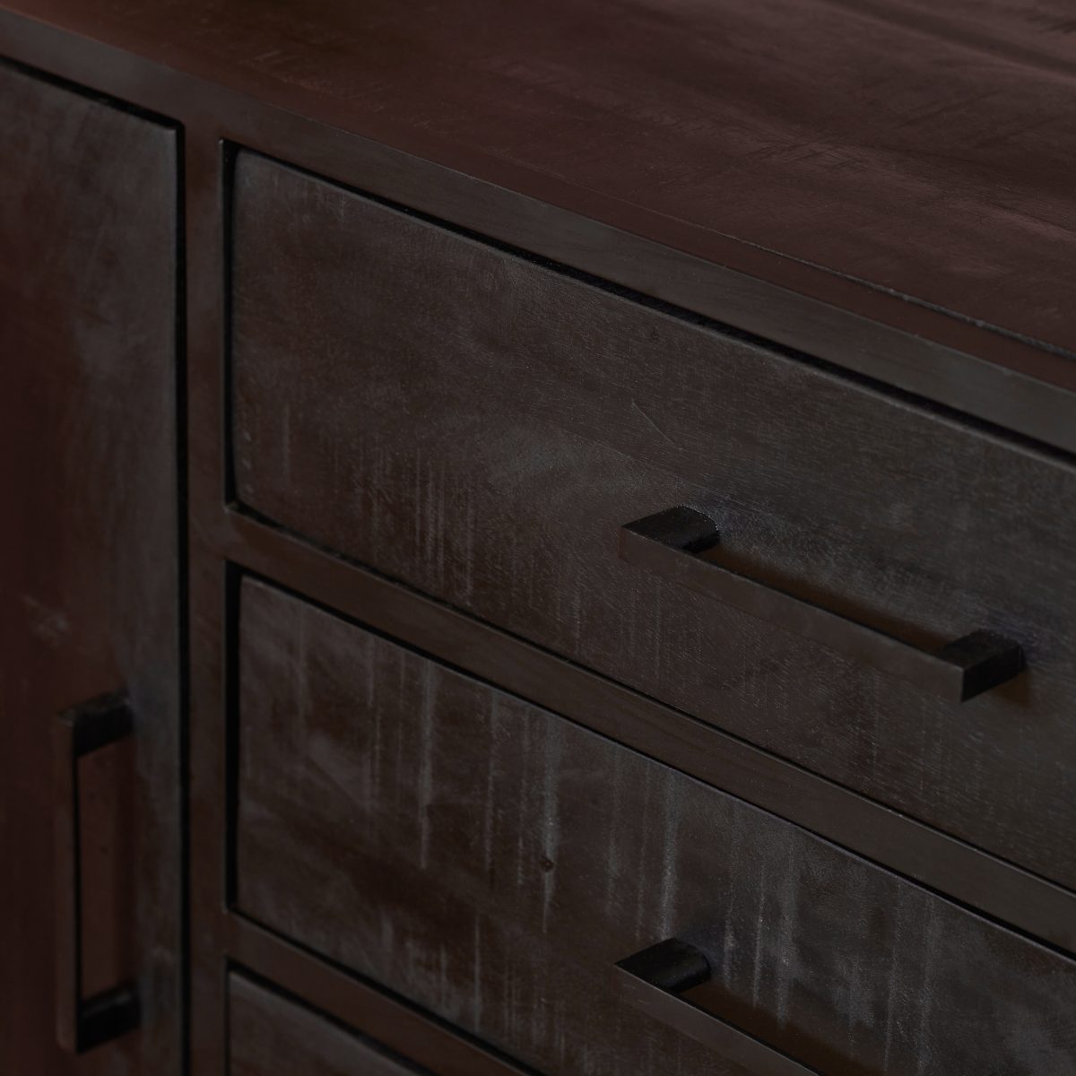 Dressoir Denver Zwart 165 cm | Mangohout en staal - Afbeelding 2