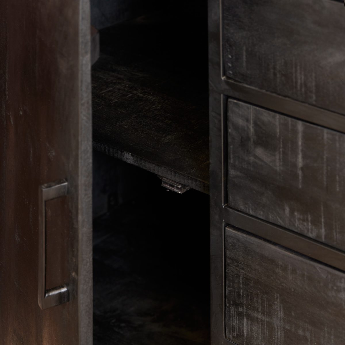 Dressoir Denver Zwart 165 cm | Mangohout en staal - Afbeelding 3