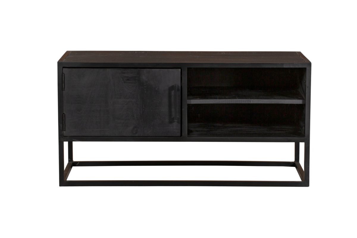 Tv-meubel Denver Zwart 100 cm | Mangohout en staal - Afbeelding 4