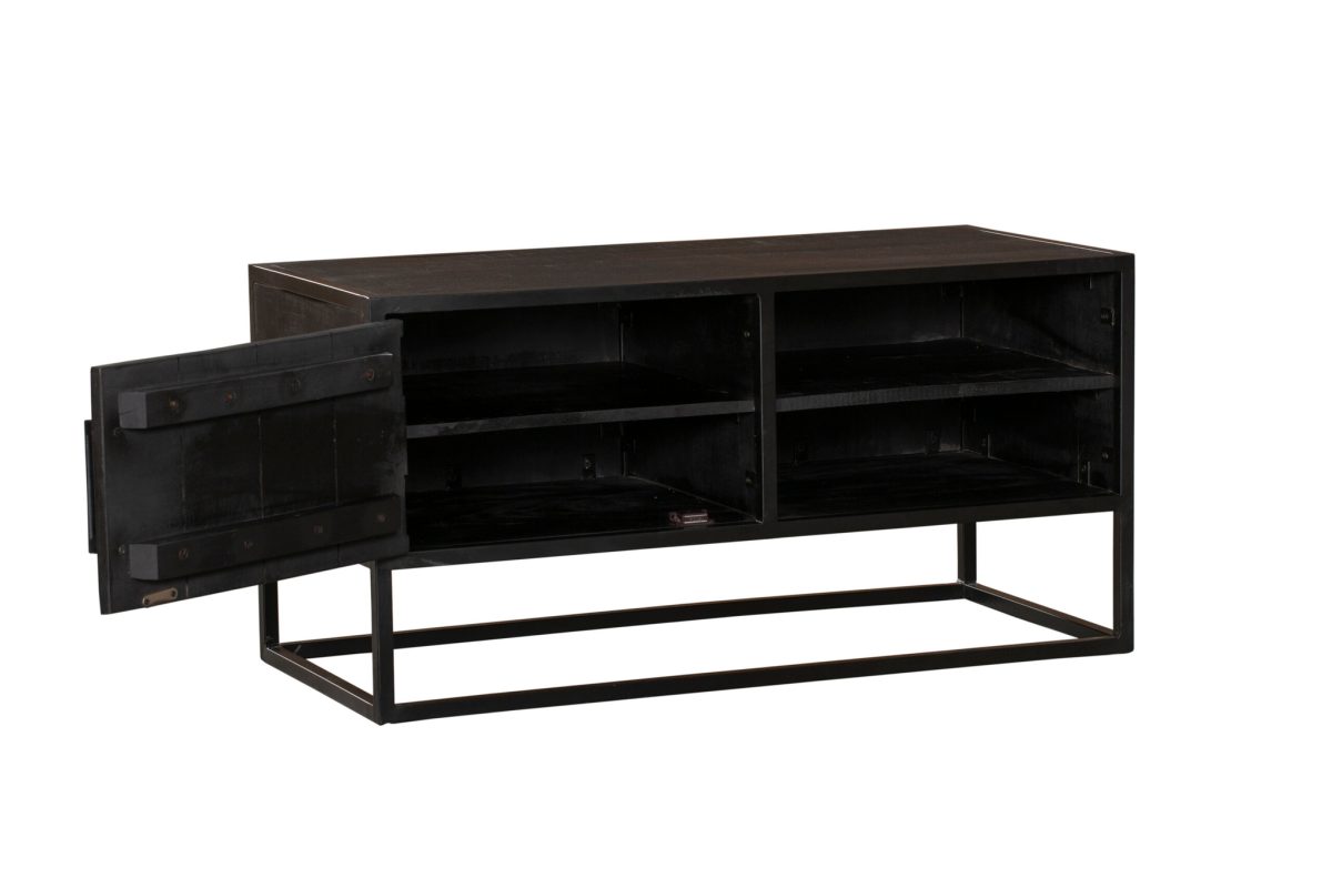 Tv-meubel Denver Zwart 100 cm | Mangohout en staal - Afbeelding 5