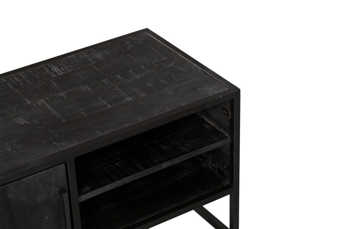 Tv-meubel Denver Zwart 100 cm | Mangohout en staal - Afbeelding 6