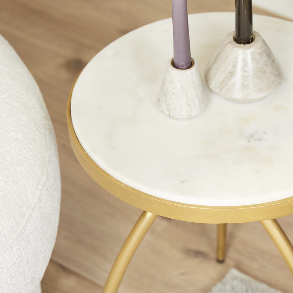 Side table Kay | White marble 40 cm - Afbeelding 2
