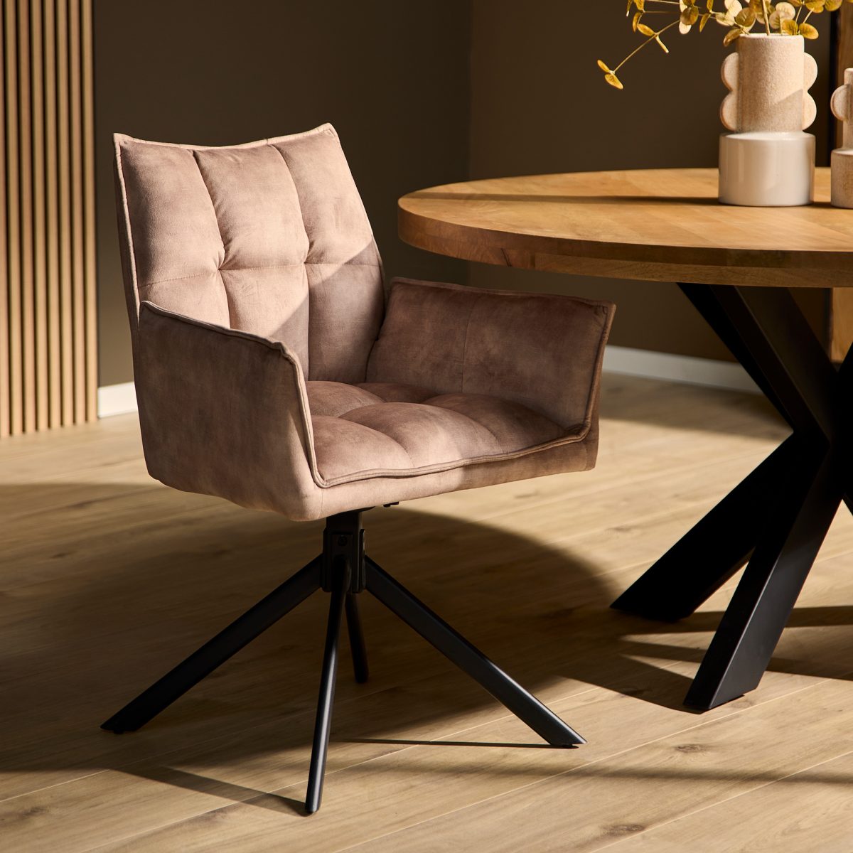 Eetkamerstoel Dani | Velvet Beige (set van 2) - Afbeelding 1