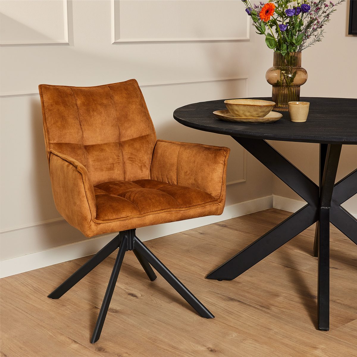 Eetkamerstoel Dani | Velvet Gold (set van 2) - Afbeelding 1