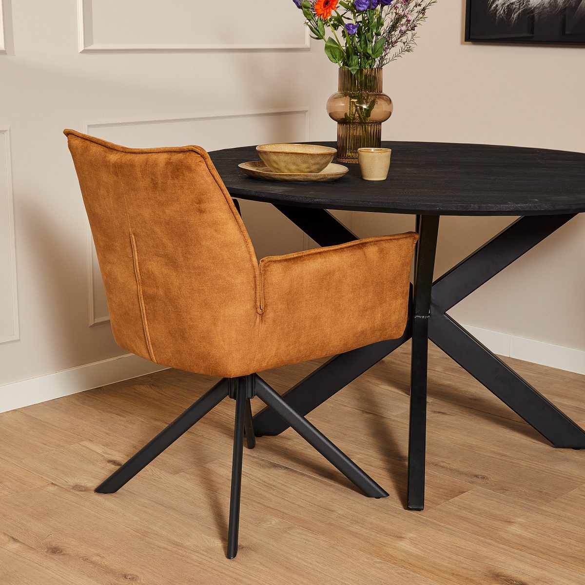 Eetkamerstoel Dani | Velvet Gold (set van 2) - Afbeelding 2