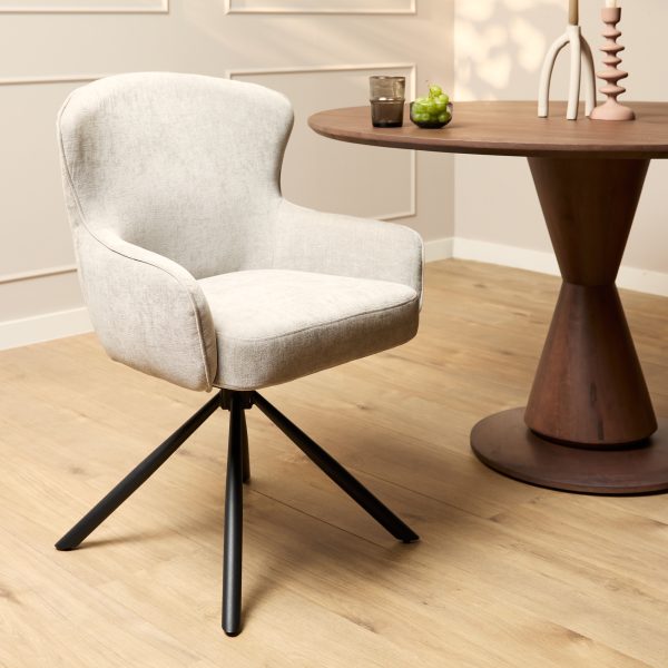 Eetkamerstoel Hanna | Beige | Met armleuning (set van 2)