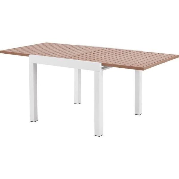 Uitschuifbare tuintafel - Rechthoekig - Houtlook - Aluminium - 8 personen - CALVI