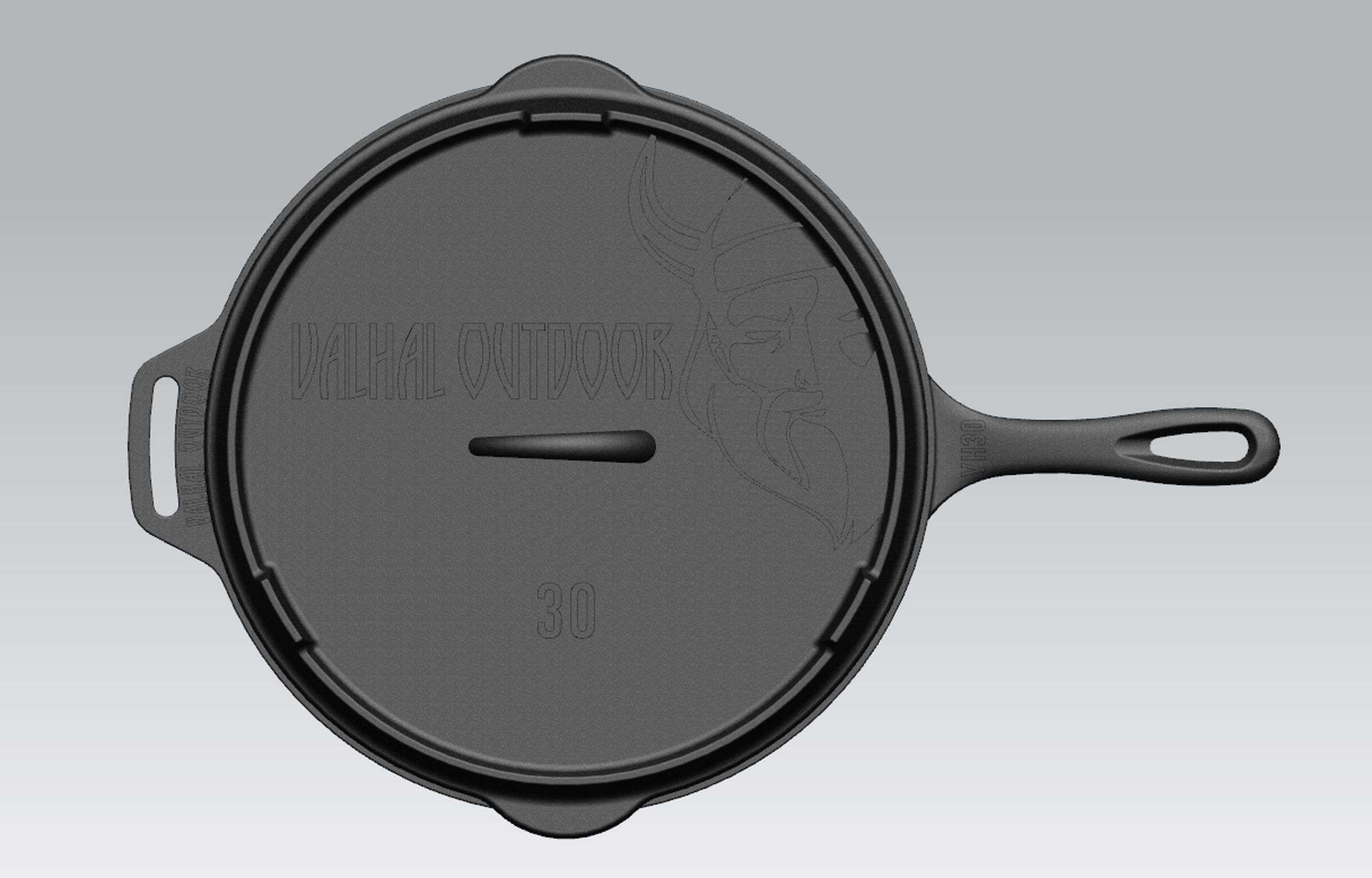 VH_612186-0.jpg Koekenpan Gietijzer Deksel Ø 30 cm met Grillpatroon - Afbeelding 1