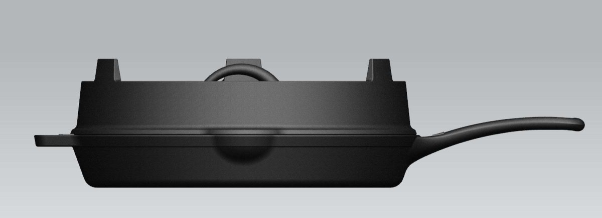 Koekenpan Gietijzer Deksel Ø 30 cm met Grillpatroon - Afbeelding 3