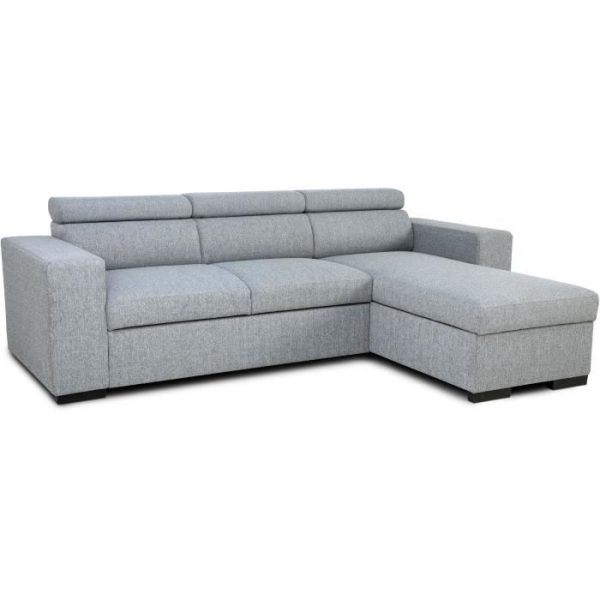 Reversible corner sofa with chaise longue - 4 persons - VICOMTE - Grey fabric - 237 x 76/88 x 167 cm