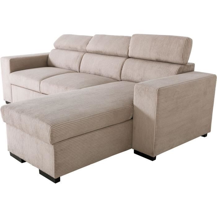 VICOMTEA138241-2.jpg Reversible hoekbank - 4 zitplaatsen - VICOMTE - Geribbeld fluweel - Beige - Opbergruimte - 237 x 76/88 x 167 cm - Afbeelding 3