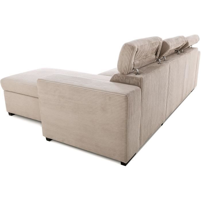 VICOMTEA138241-5.jpg Reversible hoekbank - 4 zitplaatsen - VICOMTE - Geribbeld fluweel - Beige - Opbergruimte - 237 x 76/88 x 167 cm - Afbeelding 6