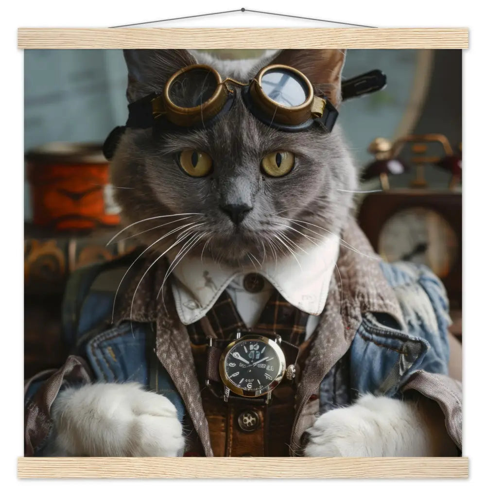 bfe8be13-d55d-4a91-80dd-c18680b856bf-0.jpg Schoolposter van een mannelijke Chartreux kat - Afbeelding 1