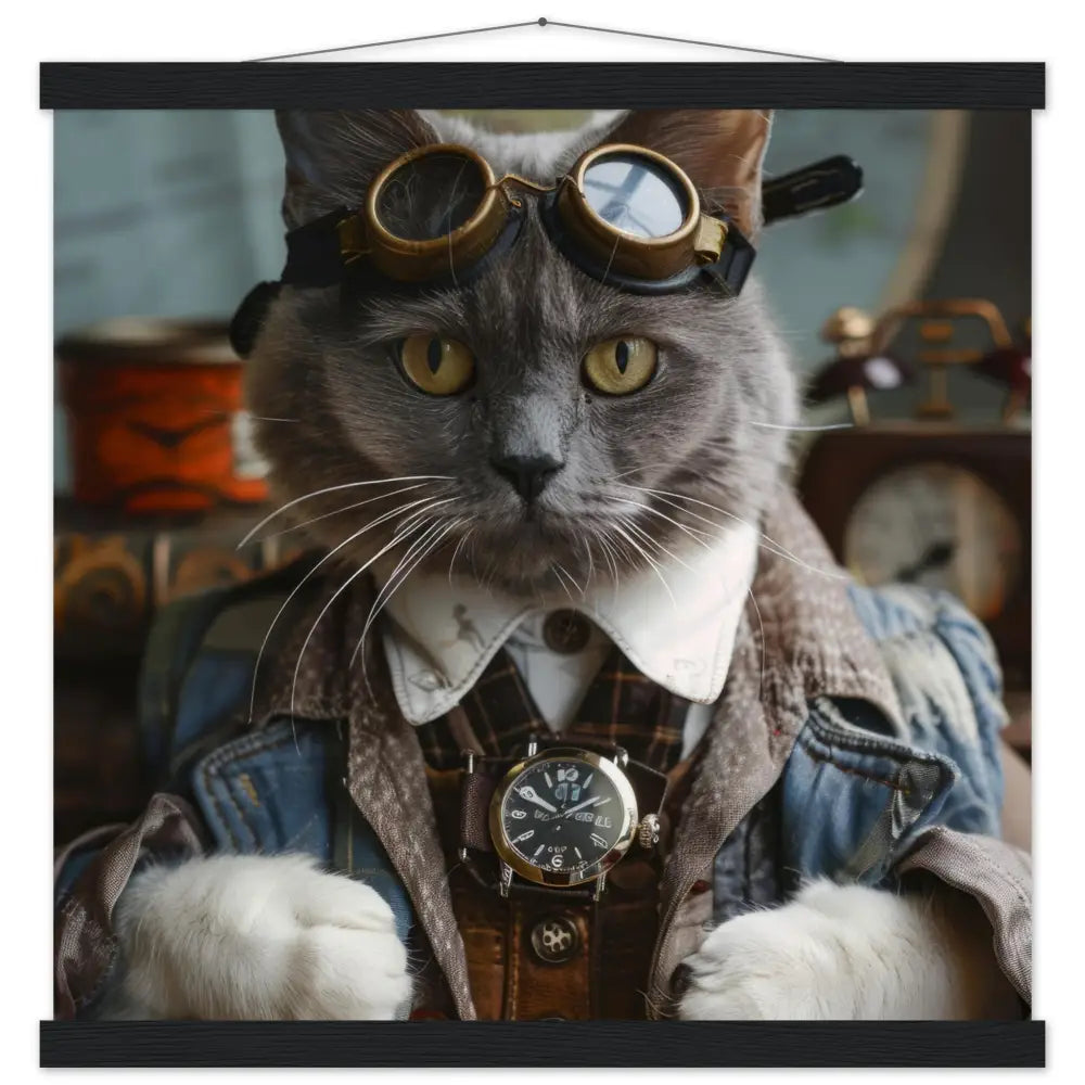 d63e9229-746e-4f9e-b464-9e7112395f56-0.jpg Schoolposter van een mannelijke Chartreux kat - Afbeelding 1