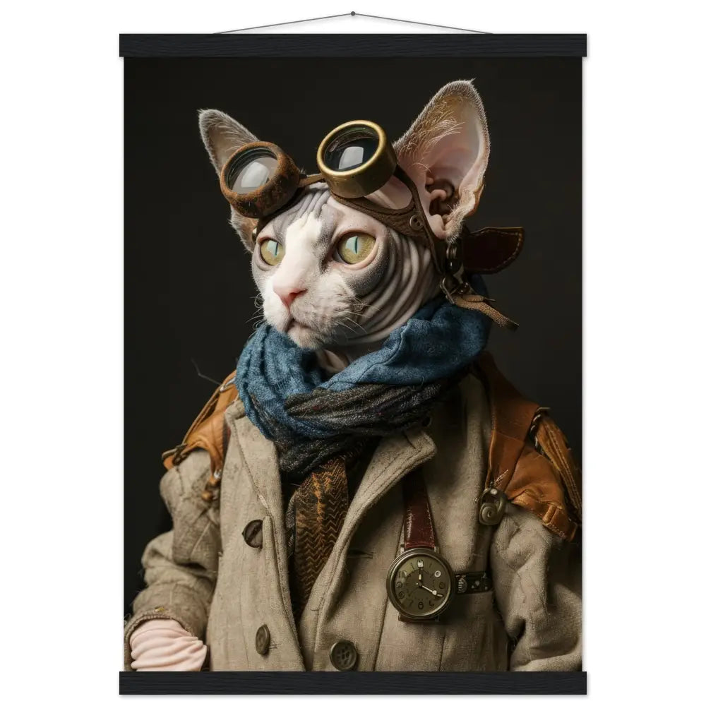 e6510c5a-a6b0-4c4e-ace6-3c3def13c12b-0.jpg Schoolposter van een mannelijke Cornish Rex kat - Afbeelding 1