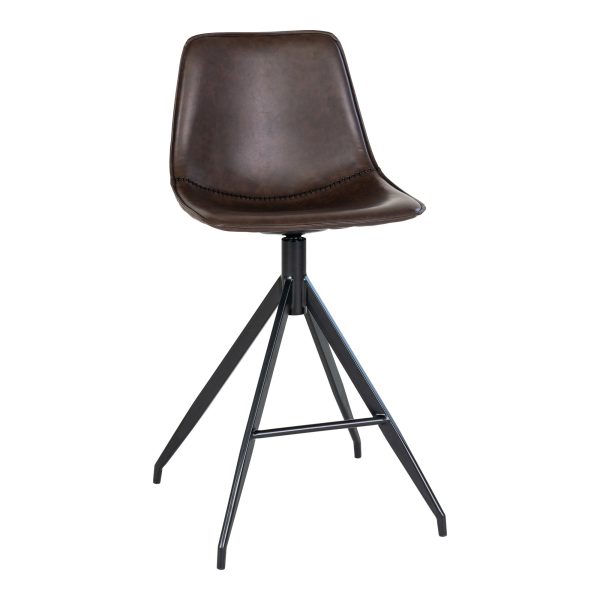 Monaco Counter Chair - barstoel, PU-leer, bruin, zwarte poten HN1227 (set van 2)