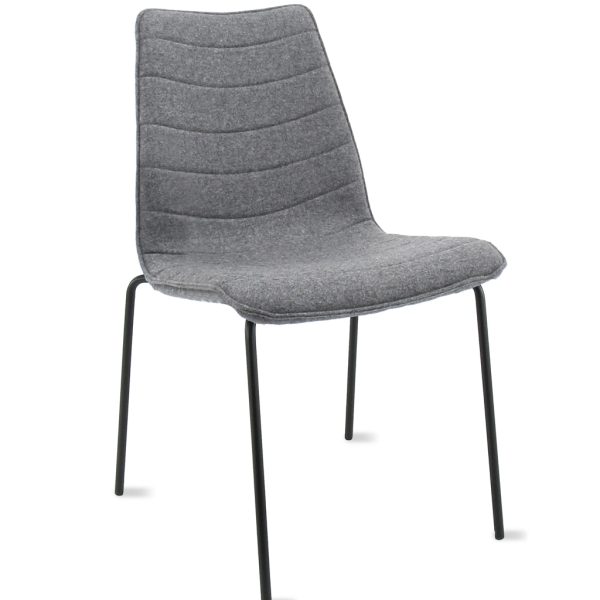 Workliving Verona Eetkamerstoel / Vergaderstoel - Wolvilt Fenice 602 Middengrijs - frame zwart