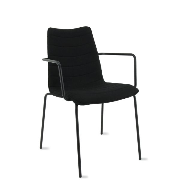 Workliving Verona eetkamerstoel/vergaderstoel - met armleuningen - stof Mirage zwart - frame zwart