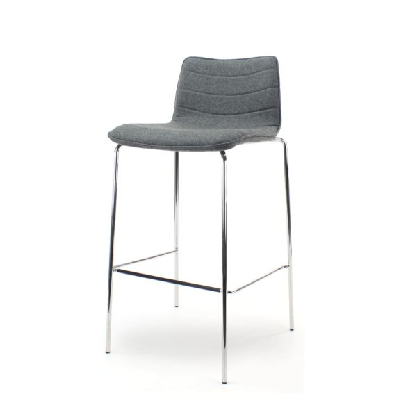 Workliving Verona Barkruk - Middengrijs Wolvilt - Chroom onderstel