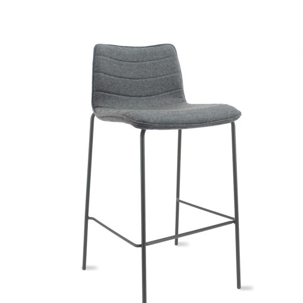 Workliving Verona barkruk 75 cm - wolvilt Fenice 602 middengrijs - zwart frame