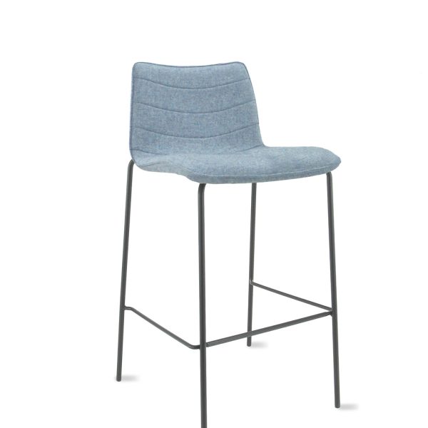 Workliving Verona Barkruk 75 cm - Wolvilt Fenice 351 zachtblauw - frame zwart