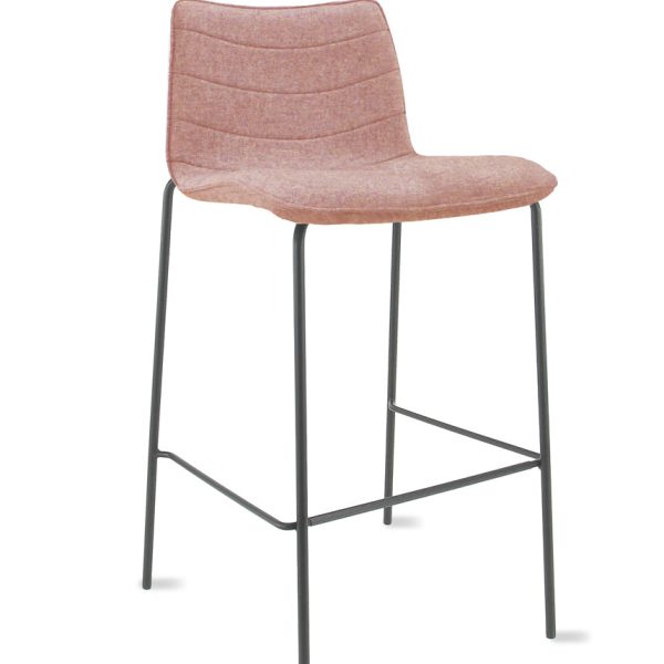 Workliving Verona Barkruk 75 cm - Wolvilt Fenice 152 zachtroze - frame zwart