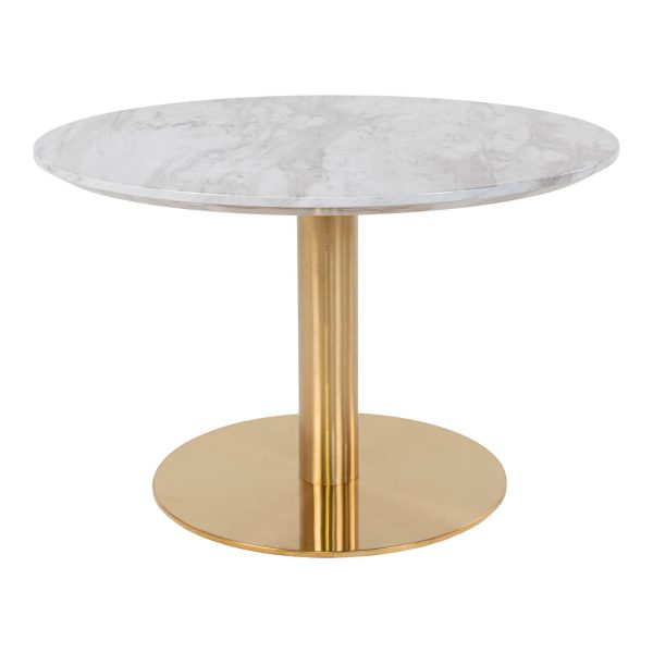 Bolzano salontafel - salontafel, blad in marmerlook, onderstel in messinglook ø70x45 cm