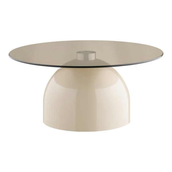 Ravello Salontafel - Salontafel, gehard glas/metaal, grijs/beige ø70x33 cm
