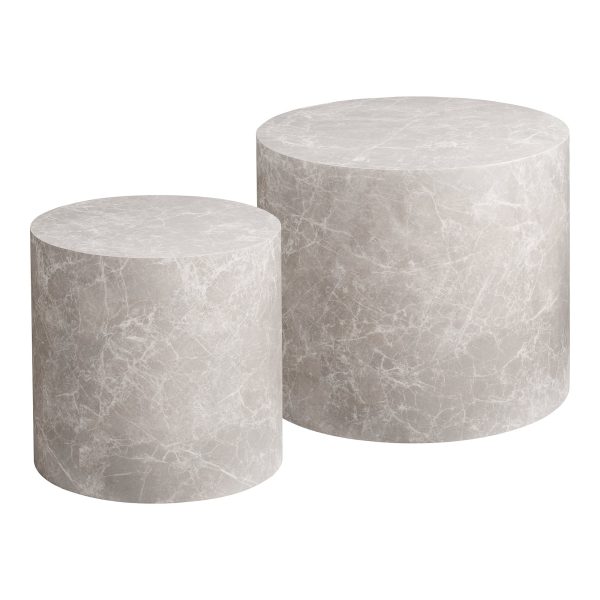 Prague Salontafel - salontafel, marmerlook, rond, beige, set van 2